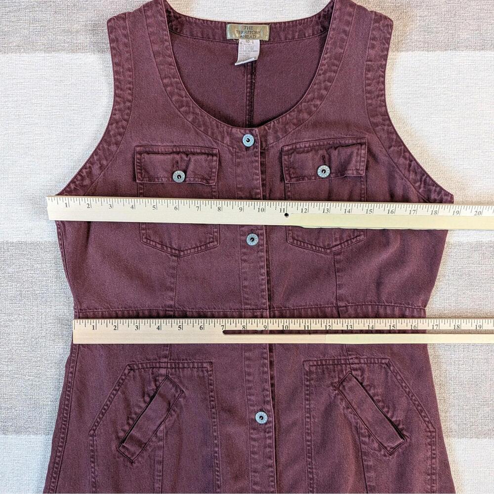 SOLD Vintage 90s denim chambray sleeveless button front maxi dress - Picture 3 of 6
